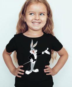 Black Girl Musician Rabbit Kid's Printed T Shirt