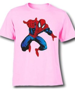 Pink Aiming Spider Man Kid's Printed T Shirt
