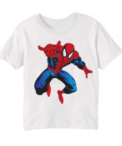 White Aiming Spider Man Kid's Printed T Shirt