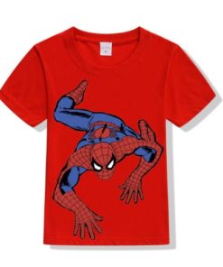 Red Crawling Spider Man Kid's Printed T Shirt