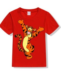 Red Dancing Tiger Kid's Printed T Shirt