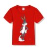 Red Posing Rabbit Kid's Printed T Shirt
