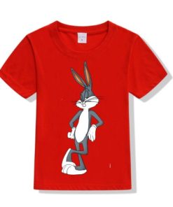 Red Posing Rabbit Kid's Printed T Shirt