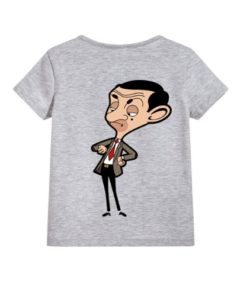 Grey Catoonized Mr.Bean Kid's Printed T Shirt