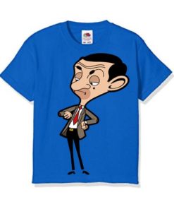 Blue Catoonized Mr.Bean Kid's Printed T Shirt