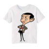 White Catoonized Mr.Bean Kid's Printed T Shirt
