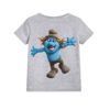 Grey Cartooned Blue Ghost Kid's Printed T Shirt
