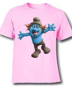 Pink Cartooned Blue Ghost Kid's Printed T Shirt