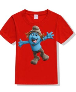 Red Cartooned Blue Ghost Kid's Printed T Shirt