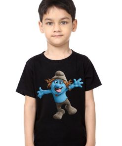 Black Boy Cartooned Blue Ghost Kid's Printed T Shirt