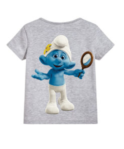 Grey Cartoon Character Bluish Kid's Printed T Shirt