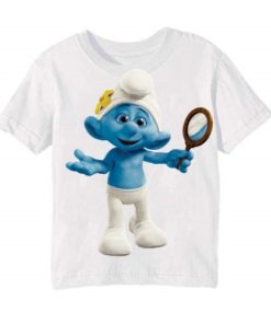 White Cartoon Character Bluish Kid's Printed T Shirt