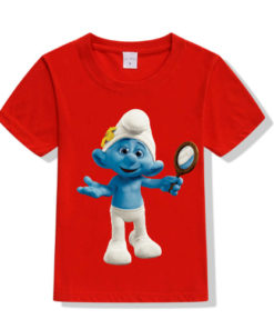 Red Cartoon Character Bluish Kid's Printed T Shirt