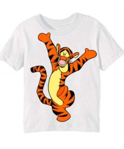 White Dancing Tiger Kid's Printed T Shirt