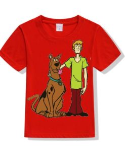 Red Scooby with Shaggy Kid's Printed T Shirt