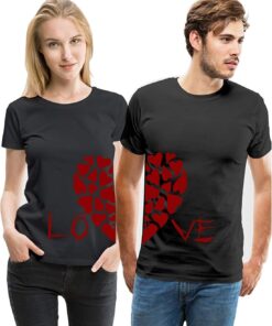 Love Heart Printed Couple T-Shirt