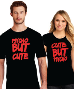Psycho Printed Couple Black T-Shirt