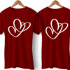 Love Symbol Printed Couple Maroon T-Shirt