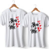 You & Me Printed White Couple T-Shirt