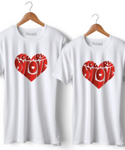 Love Heart Symbol Printed Couple T-Shirt