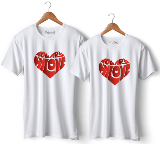 Love Heart Symbol Printed Couple T-Shirt