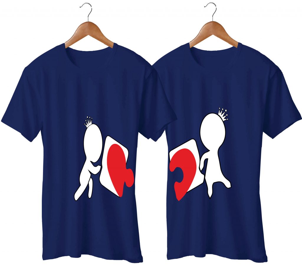 Love Puzzle Printed Couple T-Shirt